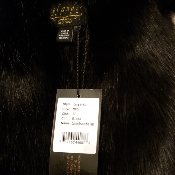 Icelandic Design Dahlia Reversible Vest Sz MD Blk/ - Picture 3 of 6